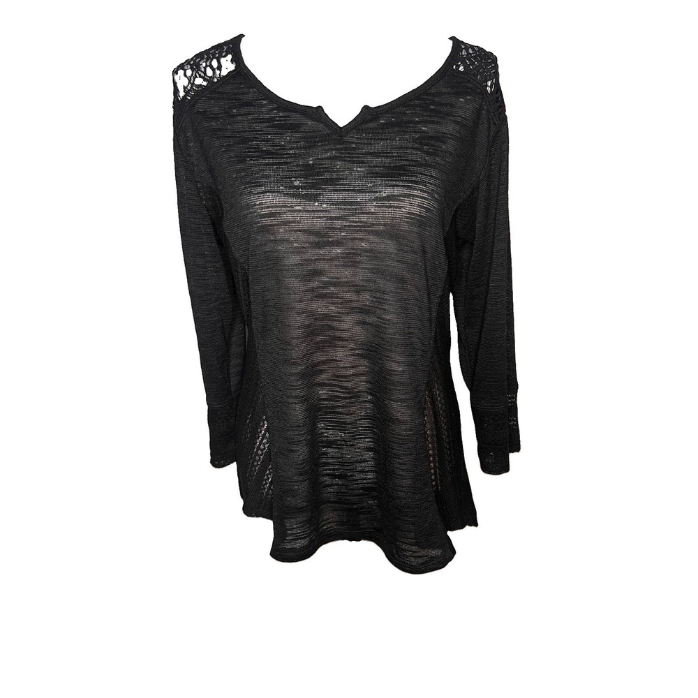 No Boundaries Womens XXL Knit Sheer Crochet Lace Tunic Top Gothic Boho‎ Witchy